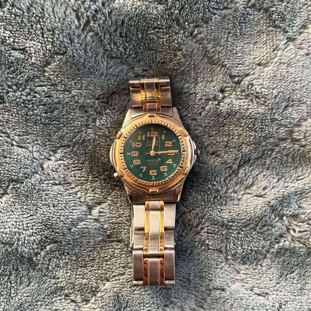 Vintage guess Two-Tone Watch with Green‎ Dial
